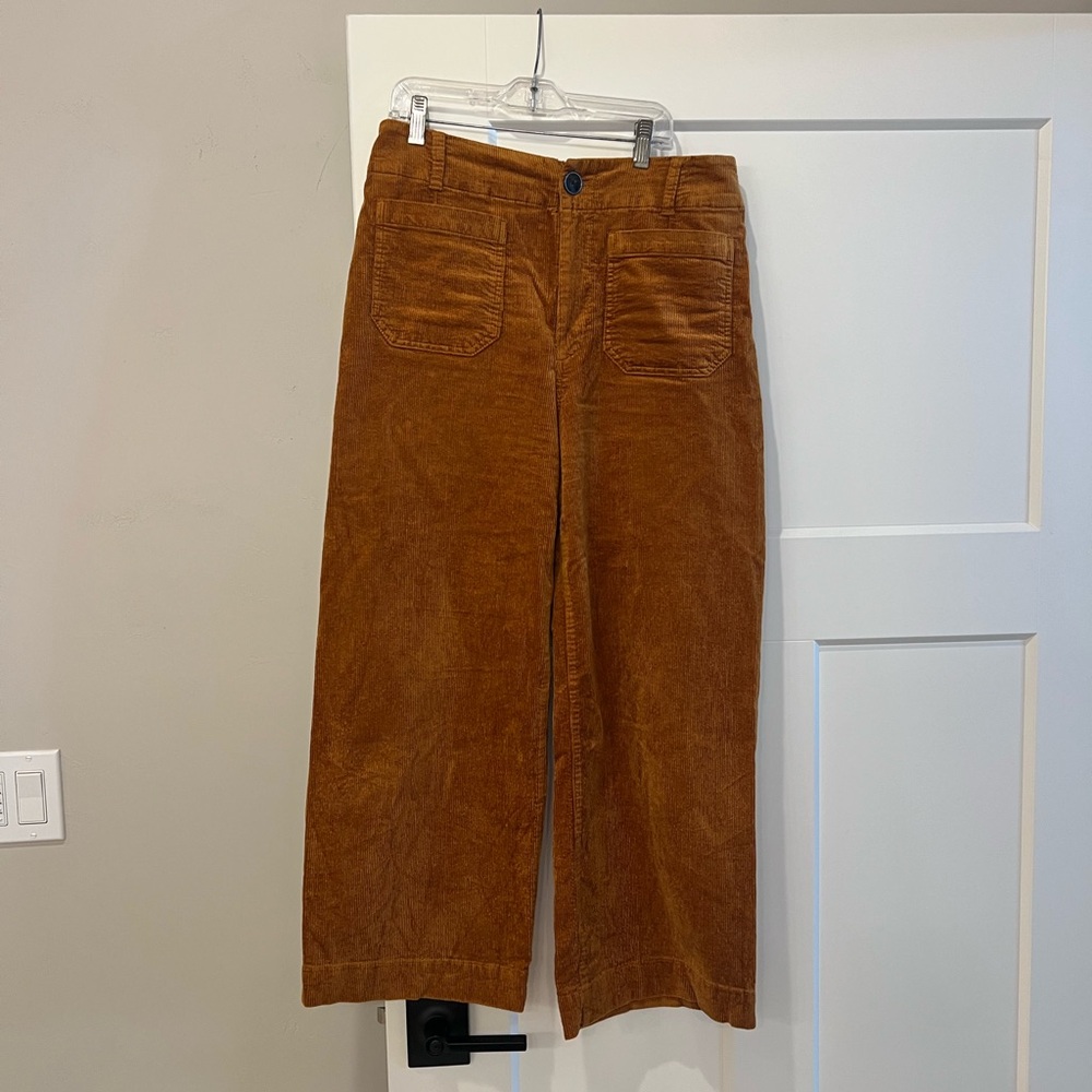 Maeve   The Colette corduroy wide cropped leg pants.